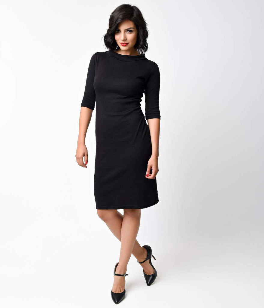 1960s Style Mod Super Spy Black Dress