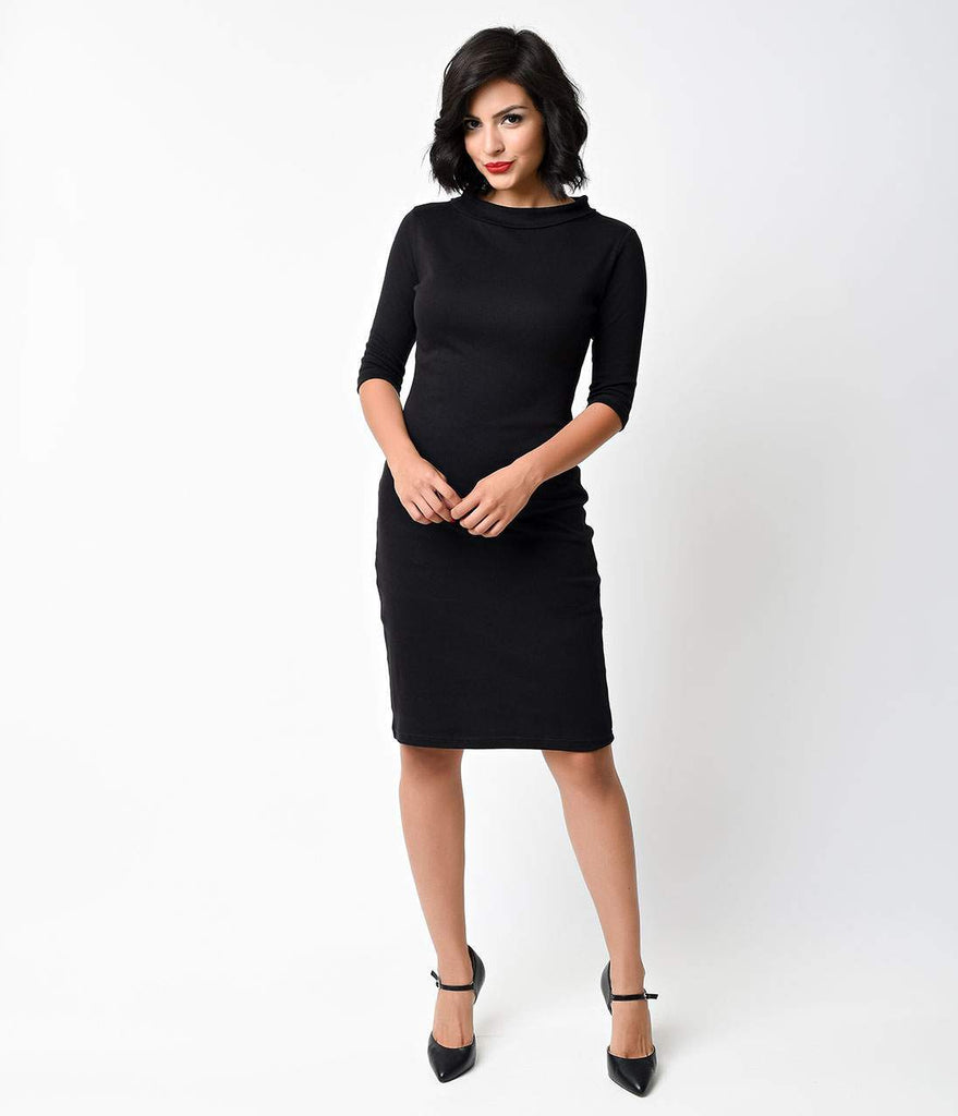 1960s Style Mod Super Spy Black Dress