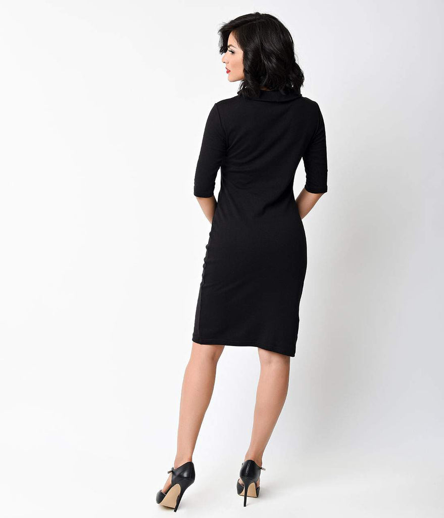 1960s Style Mod Super Spy Black Dress