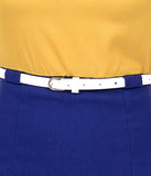 1950s Style Yellow & Navy Two Tone Belted Wiggle Dress