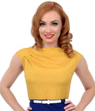 1950s Style Yellow & Navy Two Tone Belted Wiggle Dress