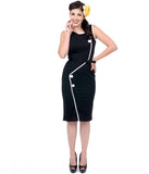 1960s Style Black & White Trim Loretta Wiggle Dress