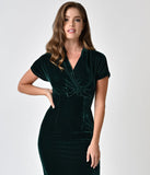 1960s Style Emerald Green Velvet Adore You Wiggle Dress