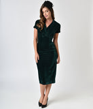 1960s Style Emerald Green Velvet Adore You Wiggle Dress