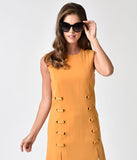 1960s Style Mustard Yellow Sleeveless Shift Dress