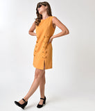 1960s Style Mustard Yellow Sleeveless Shift Dress