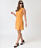 1960s Style Mustard Yellow Sleeveless Shift Dress