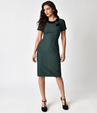 Banned Green & Black Houndstooth Forever Wiggle Dress