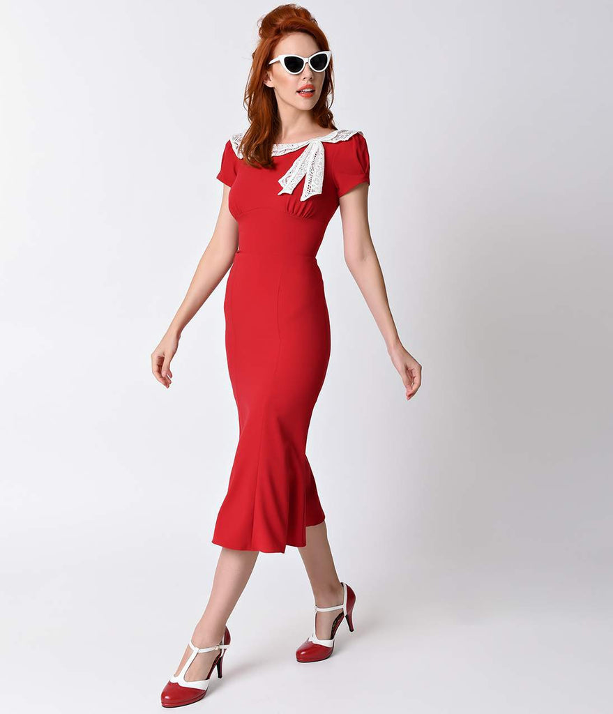 1930s Style Red Charm Short Sleeve Wiggle Dress SO UV DEV 3 1930s Style Red Charm Short Sleeve Wiggle Dress SO UV DEV 3